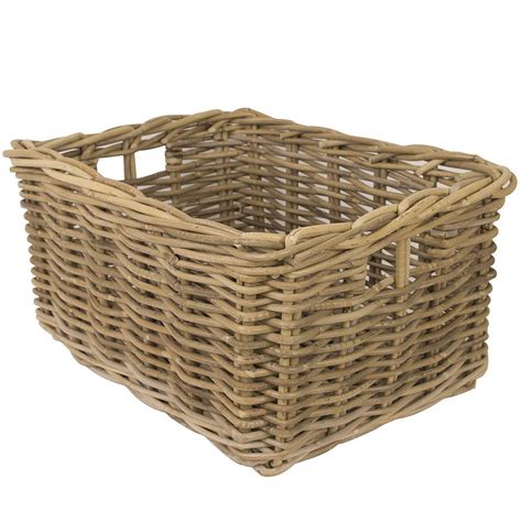 Washed Grey Wicker Multi Purpose Storage Basket By Dibor