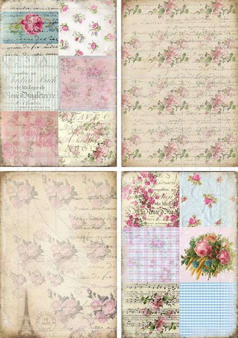 Instant Download Digital Collage Sheet Shabby Chic Roses By Bitmap