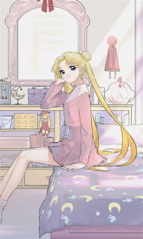 Mallllma Tsukino Usagi Bishoujo Senshi Sailor Moon Absurdres Highres 1girl Bed Bedroom