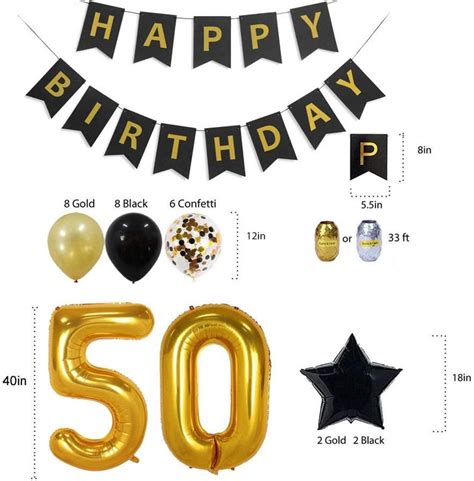 50th Birthday Decorations Party Supplies Gold Kit 50th Etsy
