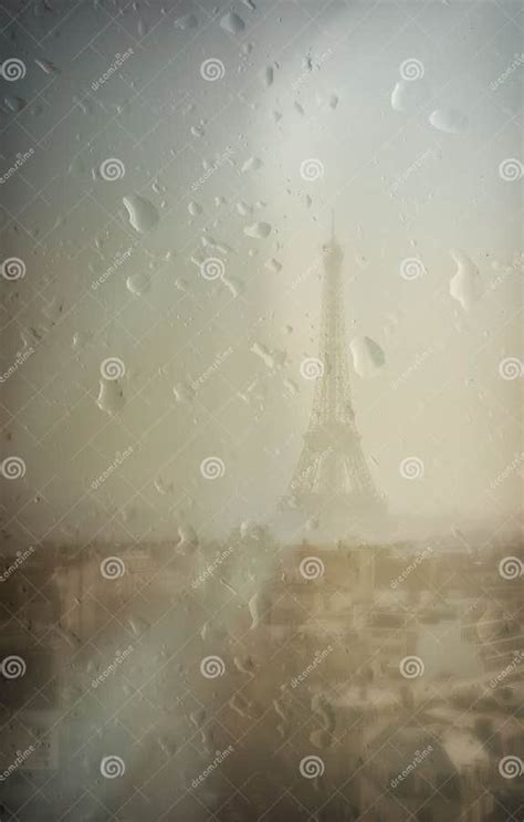 Eiffel Tower On A Rainy Day Stock Image Image Of Effect Blur 44591657