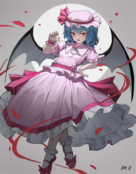 Safebooru 1girl Absurdres Bat Wings Black Wings Blood Blue Hair Bow