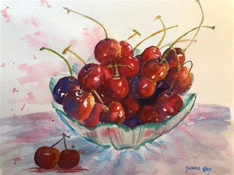 Bowl Of Cherries Original Matted Watercolor Free Shipping Etsy