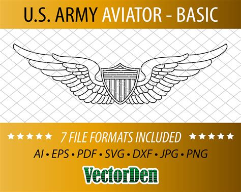 Us Army Aviator Badge Basic Vector Aviator Insignia Etsy