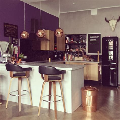 Plum and Copper / love the lights over the breakfast bar ...