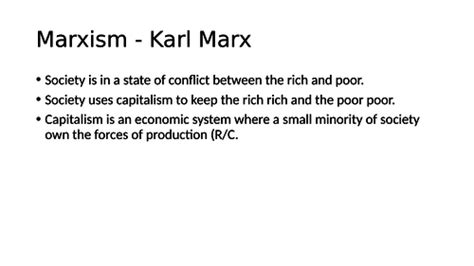 Sociology Marxism A Level Key Concepts Teaching Resources