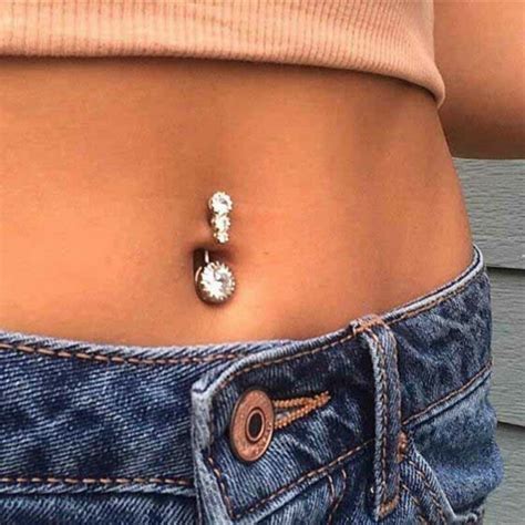 Women Summer Rhinestone Crystal Belly Piercing Button Rings Bar Barbell