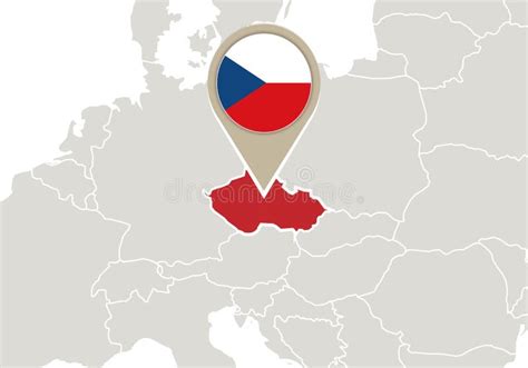 Czech Republic On Europe Map Stock Vector Illustration Of