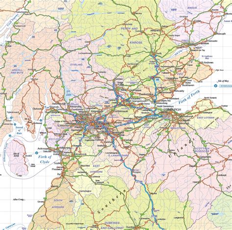 Scotland Regions Road And Rail Map 1m Scale In Illustrator And