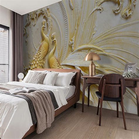 Custom Mural Wallpaper For Walls 3d Stereoscopic Embossed Golden