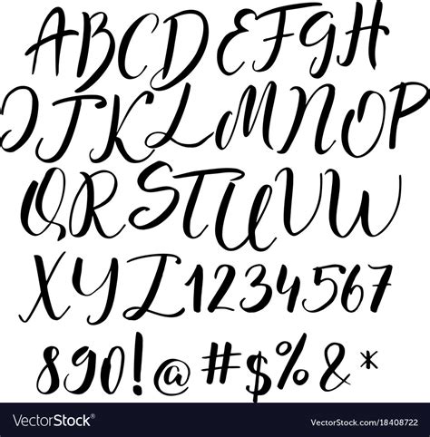 Handwritten Calligraphy Font Alphabet Royalty Free Vector
