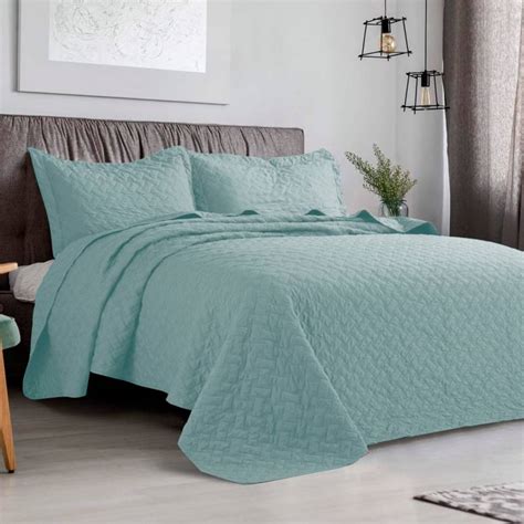 Generico Cubrecama De Verano Quilt 2 Plazas Queen Celeste Liso