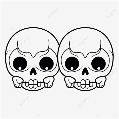 Two Skull Designs For Halloween Coloring Pages With Dark Faces Outline
