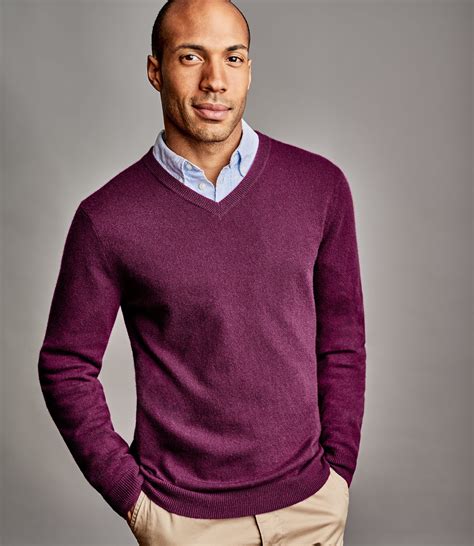 Dark Berry Mens Pure Cashmere V Neck Sweater Woolovers Us