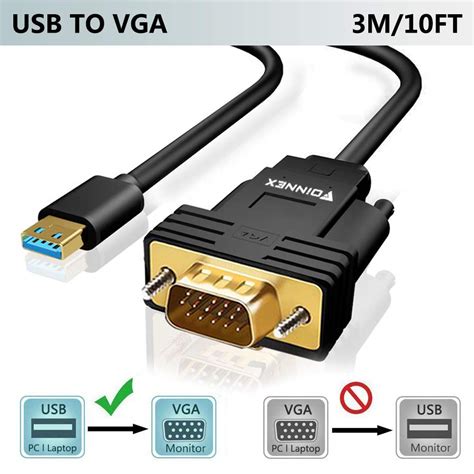 USB To VGA Adapter Cable 3M USB 3 0 To VGA Converter Amazon Co Uk