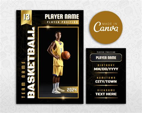 Basketball Card Template Diy Golden Sport Cards Printable