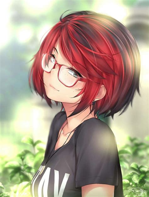 Cute Anime Girl Red Head Freckles Glasses Anime アニメ Pinterest