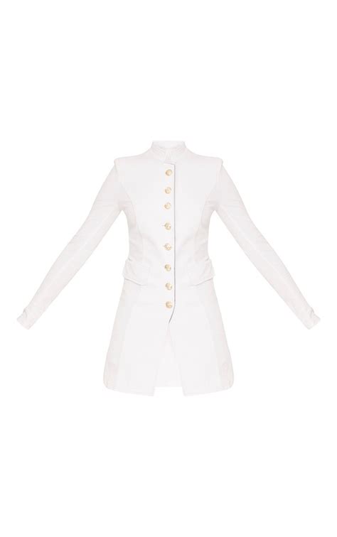 Deleana White Longling Military Style Jacket Prettylittlething