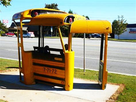 Bus Shelter Made From Salvaged School Buses