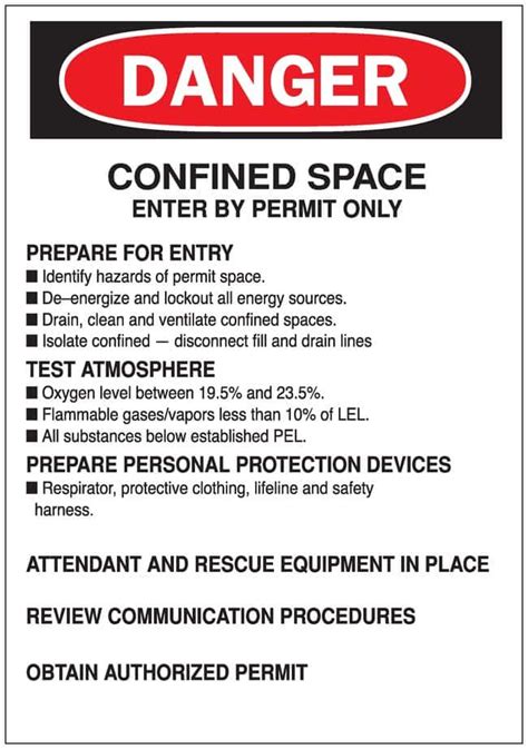 Brady Sign CONFINED SPACE ENTER BY PERMIT ONLY OBTAIN AUTHORIZED PERMIT Gloves Fisher