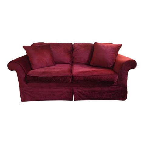 Laura Ashley Red Velvet Loveseat Sofa Chairish