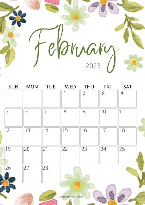 Free And Cute Printable February 2023 Calendar Calendarkart Free