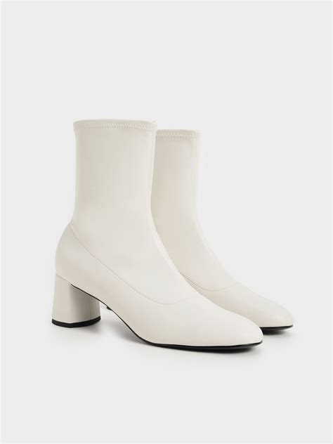 Chalk Stitch Trim Ankle Boots Charles And Keith Us