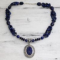 Lapis Lazuli Handcrafted Sterling Silver Necklace Blue Riches NOVICA