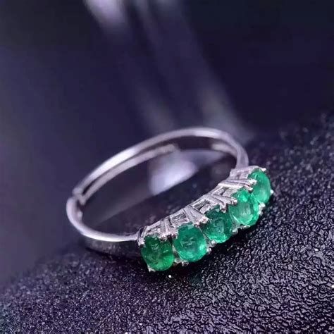 Natural Green Emerald Ring Natural Gemstone Ring 925 Sterling Silver Trendy Elegant Luxury