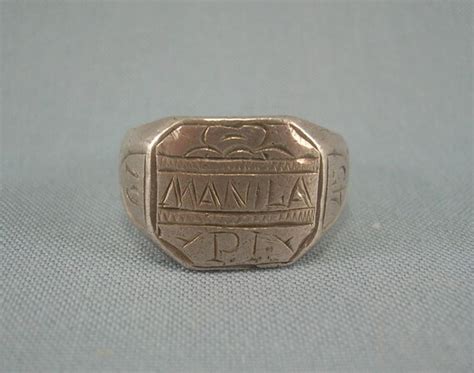 1945 Wwii Manila Philippines Ring Size 975 Vintage Antique