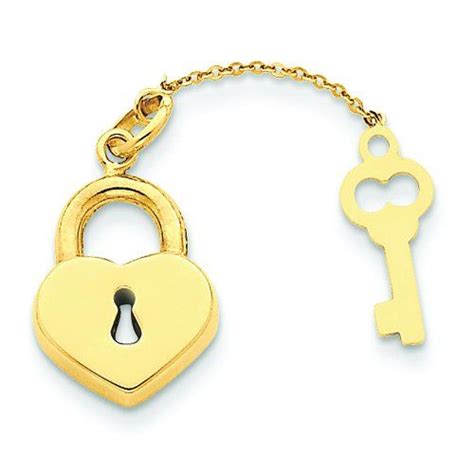 14k Yellow Gold Heart Lock Key Charm Pendant Jewelry You Can Get