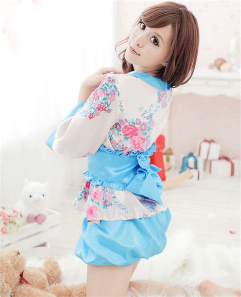 Sexy Japanese Cherry Blossom Kimono Lovely Romantic Print Game Uniform Temptation Love Underwear