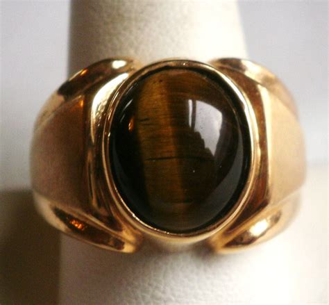 Gold Tigers Eye Large Mens Ring Size 9 78