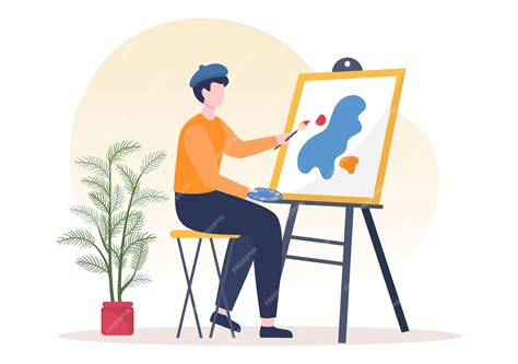 Premium Vector Painting Flat Illustration With Someone Who Paints