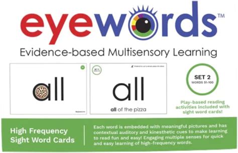 Eyewords Multisensory Sight Word Cards Set 2 Words 51 100