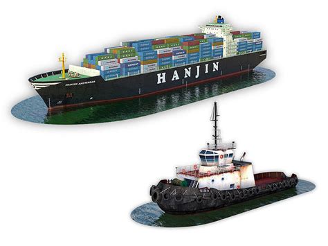 Cargo Ship Hanjin And Tugboat D Model Collection Cgtrader