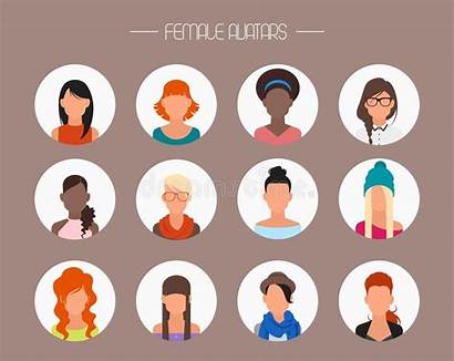 Avatar Icons Female Vector Characters Flat Illustration