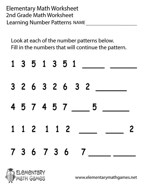 Looking for free 2nd grade math worksheets? Free Printable Number Patterns Worksheet for Second Grade