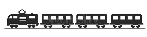 Electric Train Icon Locomotive And Passenger Wagons Vector Image