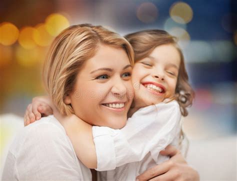 Happy Mother And Little Daughter Hugging Stock Photo Image Of Happy
