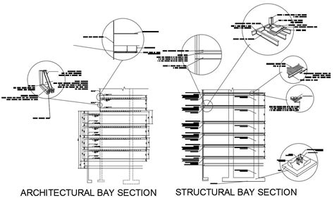 Details Of Structural Bay Section And Architectural Bay Section Given