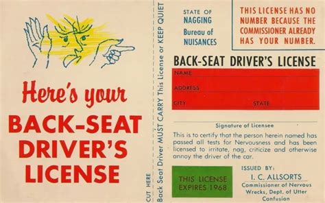 Back Seat Drivers License Comic Postcard 495 Picclick