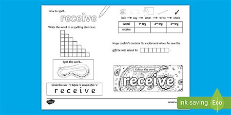 How To Spell Receive Activity Sheet Teacher Made Twinkl
