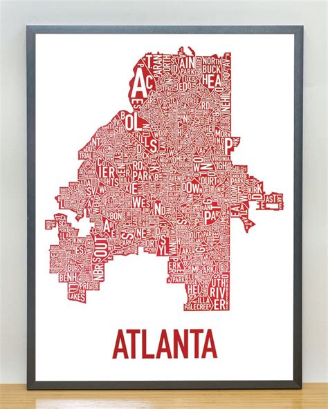 Atlanta Neighborhood Map Original Artist Of Type City Neighborhood Map