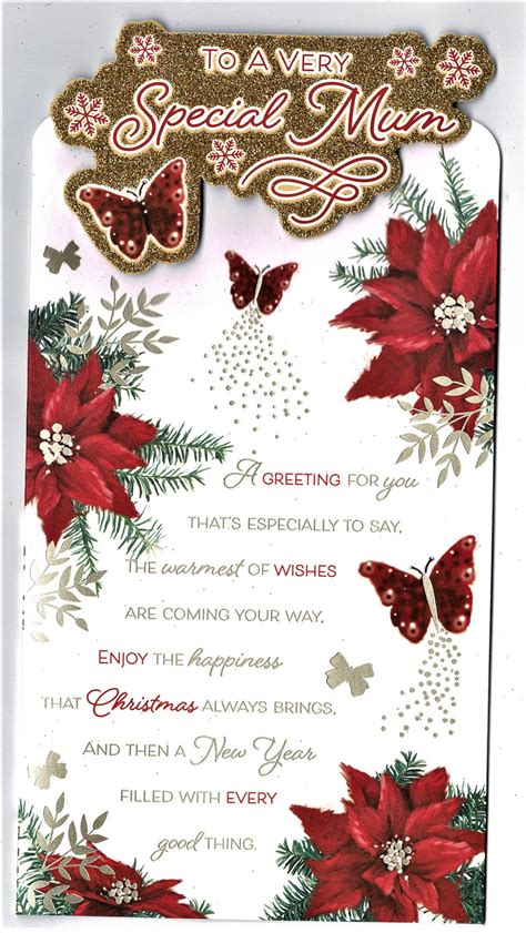 Mum Christmas Card To A Very Special Mum Glitter Floral Sentiment