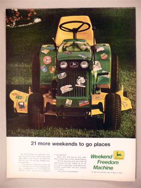 John Deere Riding Lawnmower Print Ad 1969 Ebay