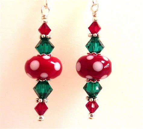 Christmas Red And Green Glass Beaded Earrings Christmas Jewelry Diy
