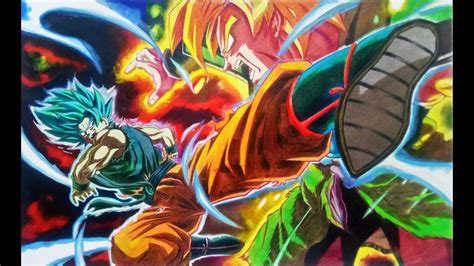 Battle Of Saiyan Gods Goku Vs Broly Dragon Ball Speed Drawing