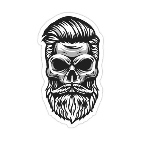 Hipster Bearded Skull Gothic Barber Print Sticker For Sale By