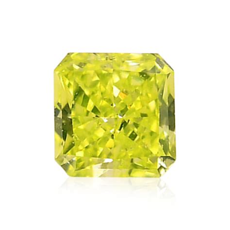 011 Carat Fancy Intense Green Yellow Diamond Radiant Shape Vs2